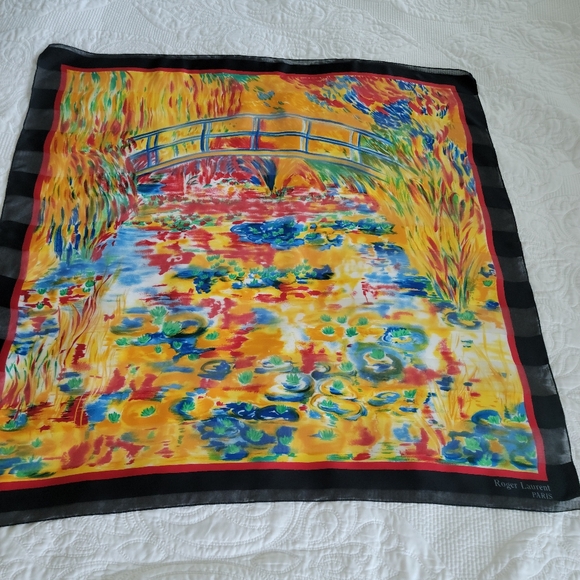 VINTAGE SCARF BY ROGER LAURENT PARIS.34X34 - Picture 2 of 6